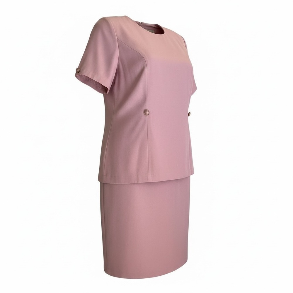 SL Fashions Blush Mauve Midi Sheath Dress 22W Short Sleeve Modest Church Office